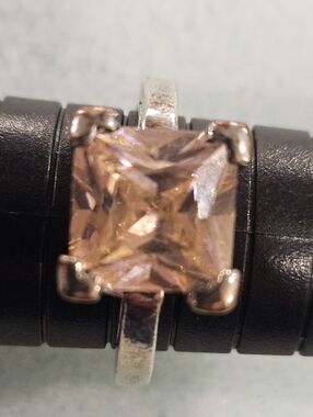 Pink Square -Cut Solitaire Ring - Women Jewelry